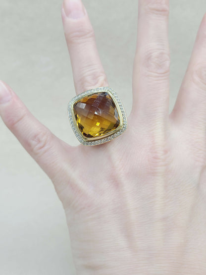    David Yurman Albion Ring 20mm Citrine & Diamonds