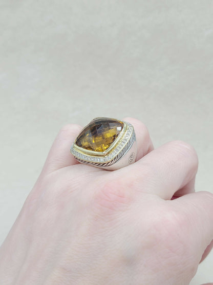    David Yurman Albion Ring 20mm Citrine & Diamonds