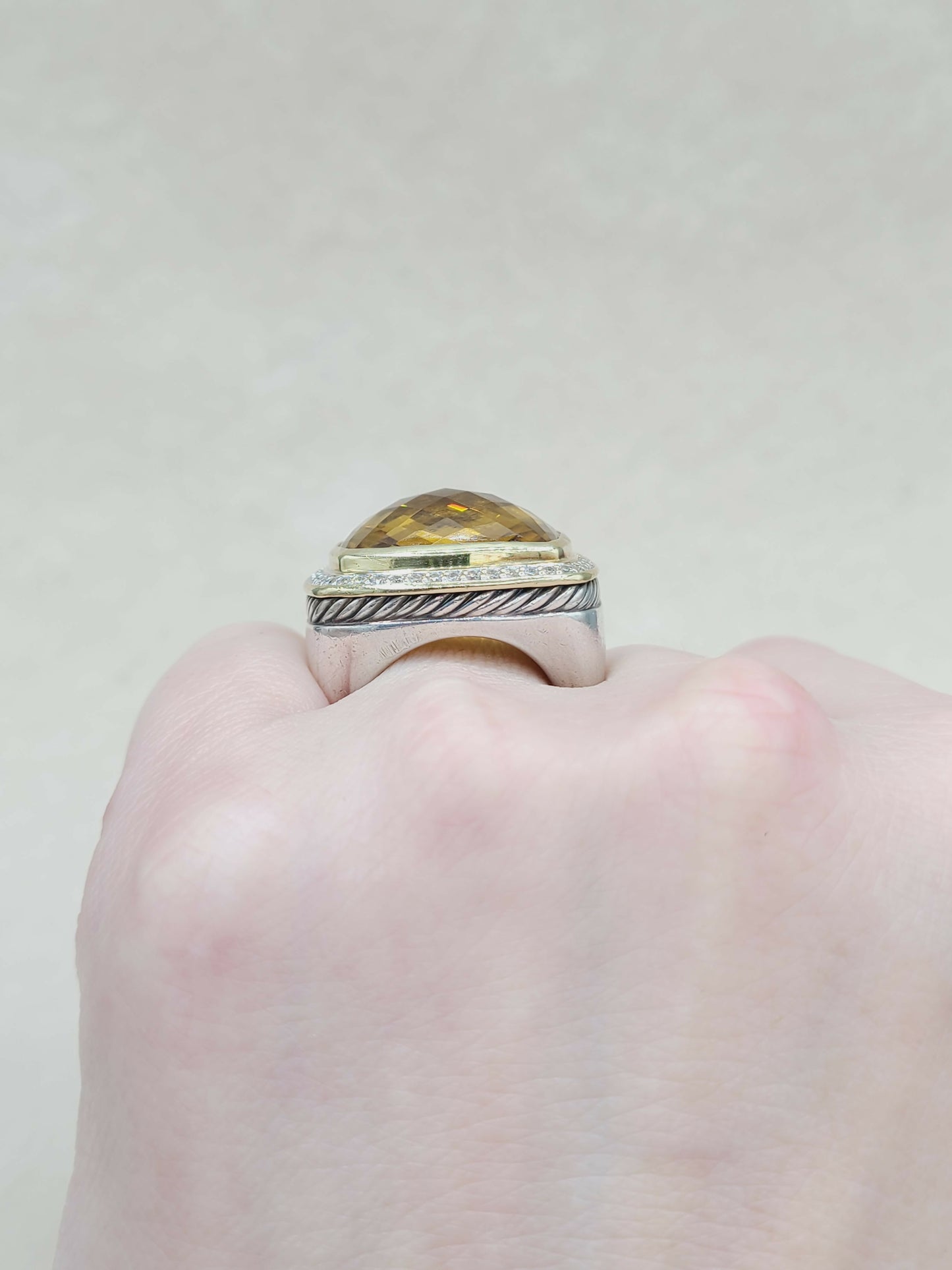    David Yurman Albion Ring 20mm Citrine & Diamonds