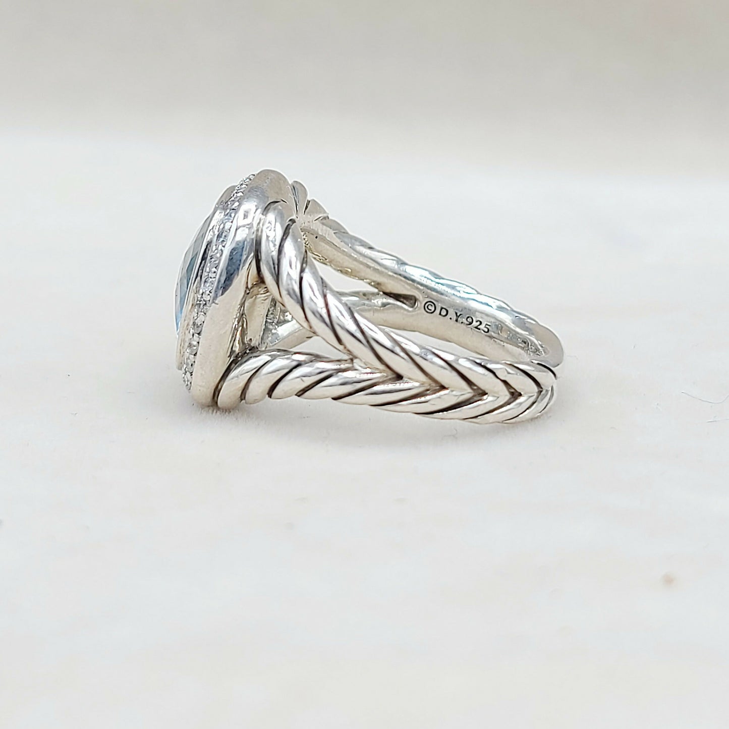    David Yurman Albion Ring Blue Topaz & Diamonds
