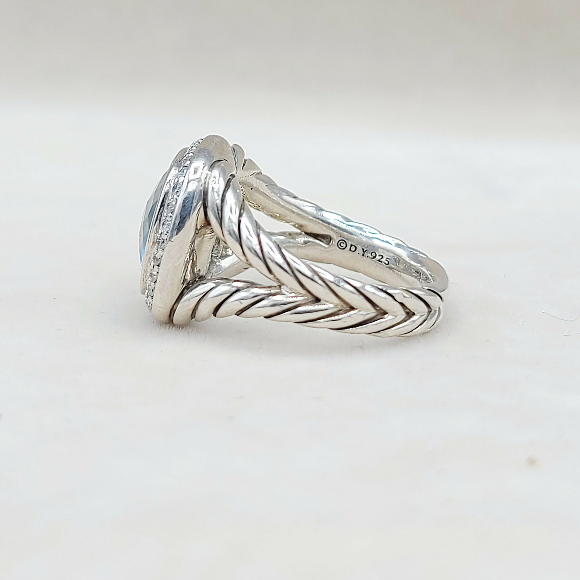    David Yurman Albion Ring Blue Topaz & Diamonds