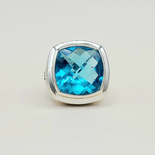   David Yurman Albion Statement Ring 18mm Hampton Blue Topaz