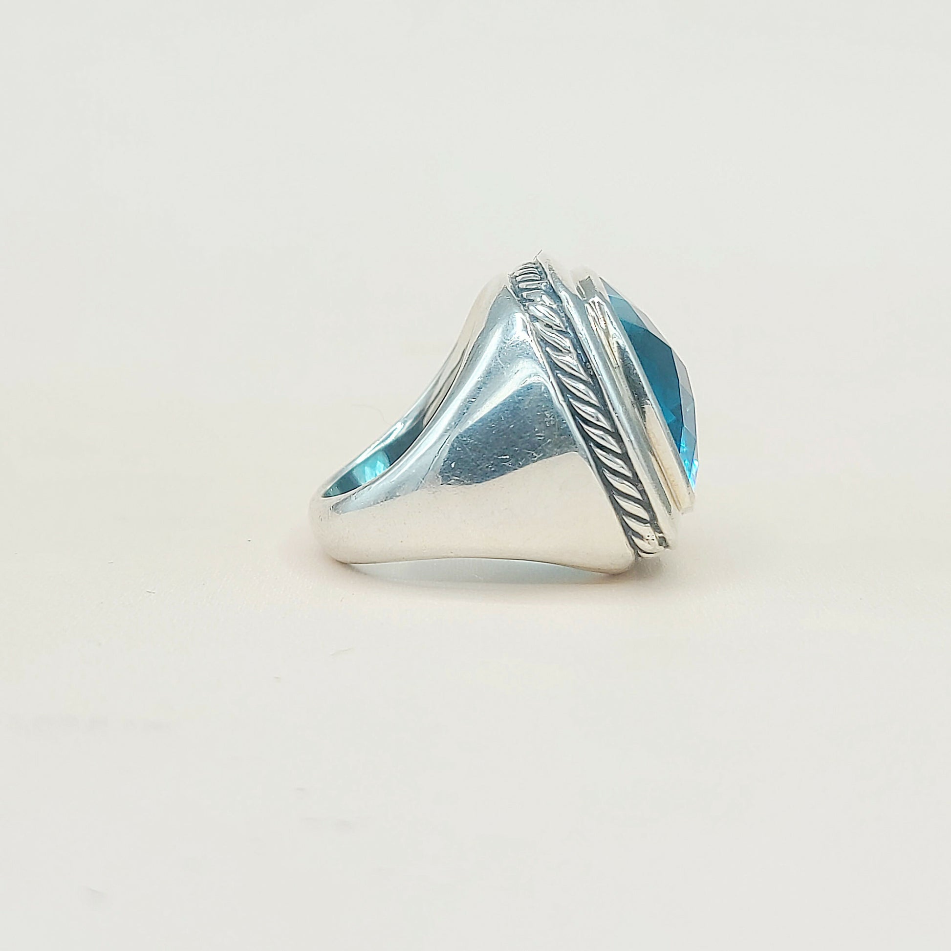    David Yurman Albion Statement Ring 18mm Hampton Blue Topaz