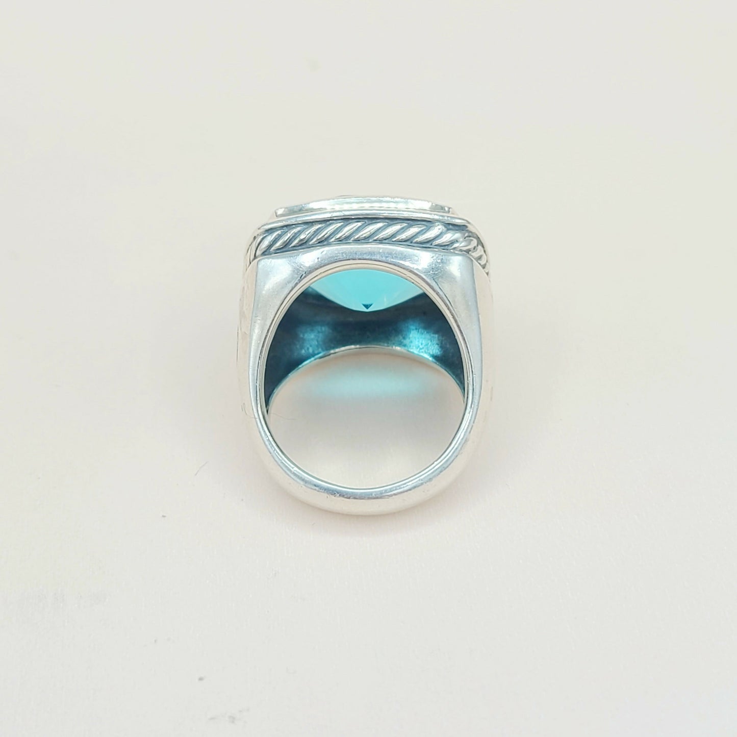   David Yurman Albion Statement Ring 18mm Hampton Blue Topaz