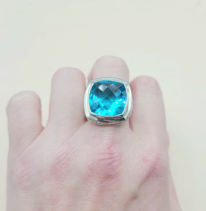    David Yurman Albion Statement Ring 18mm Hampton Blue Topaz
