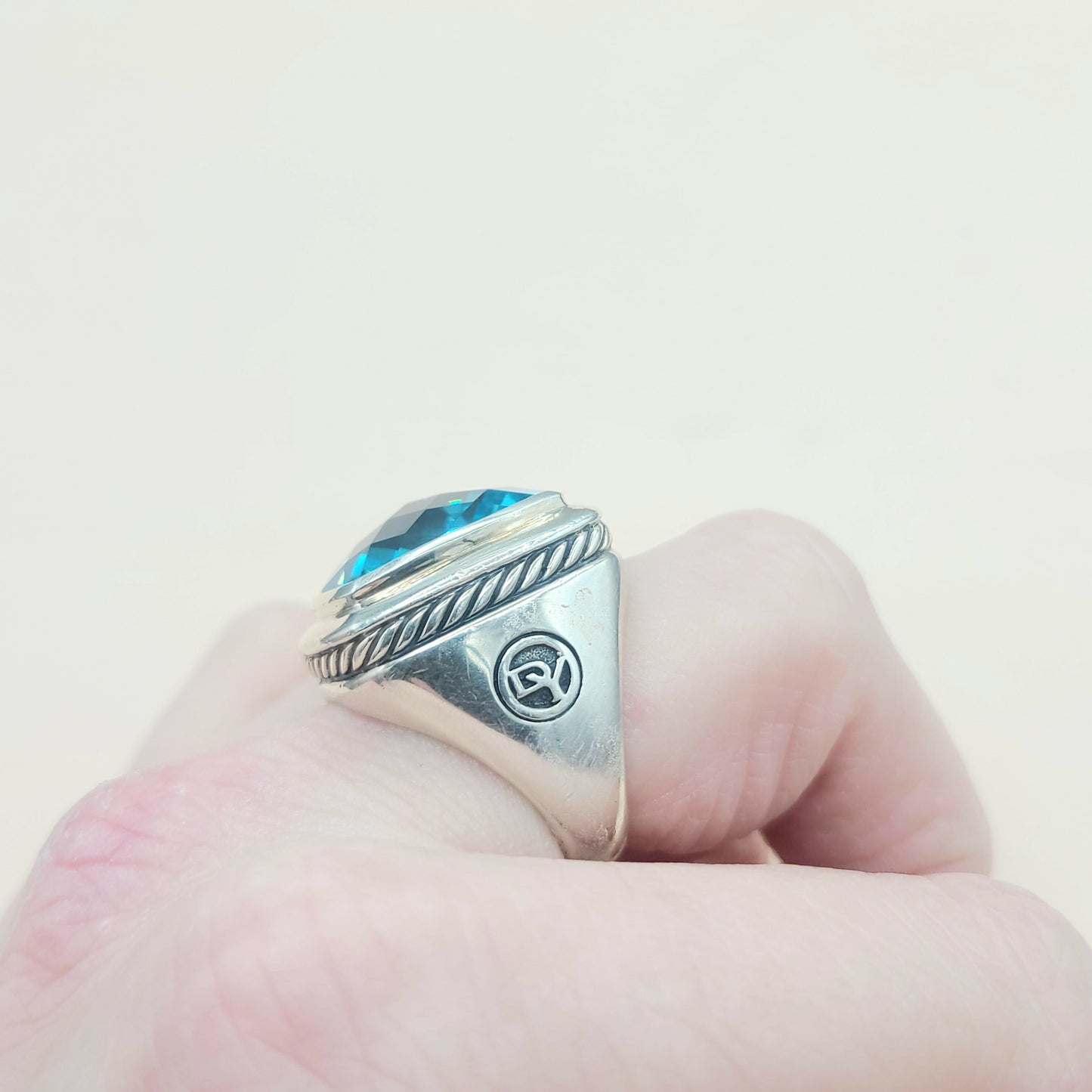    David Yurman Albion Statement Ring 18mm Hampton Blue Topaz