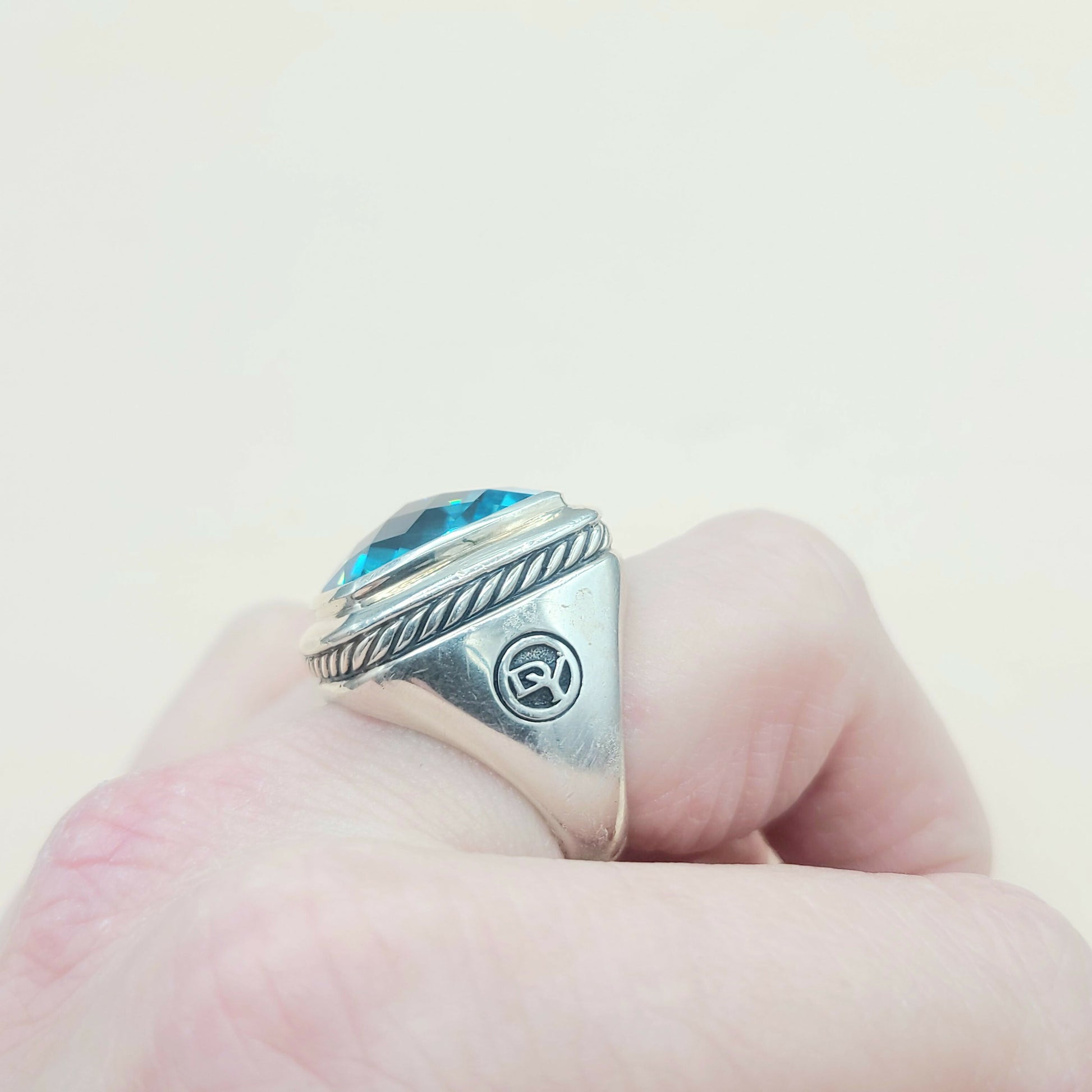    David Yurman Albion Statement Ring 18mm Hampton Blue Topaz