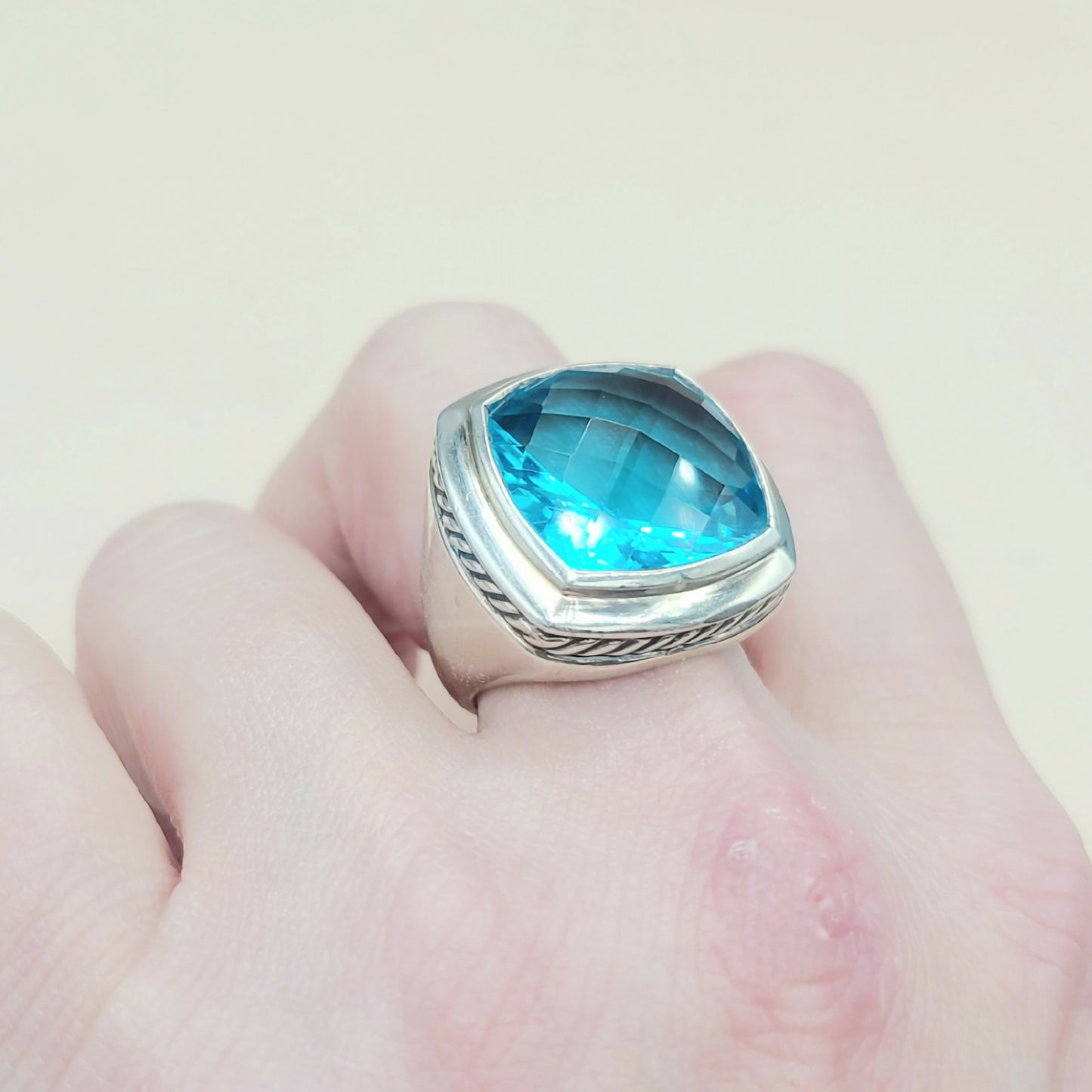    David Yurman Albion Statement Ring 18mm Hampton Blue Topaz