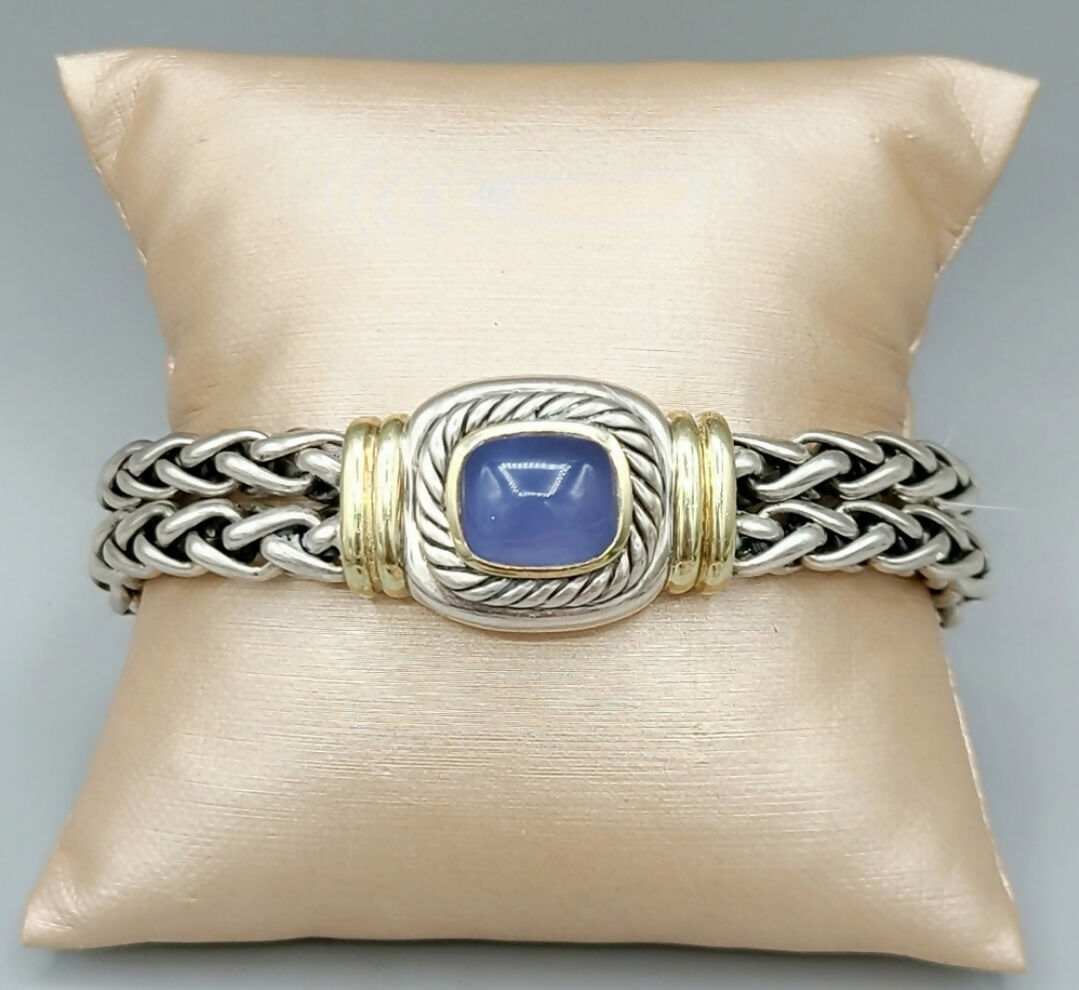    David Yurman Albion Wheat Bracelet – Chalcedony & Gold
