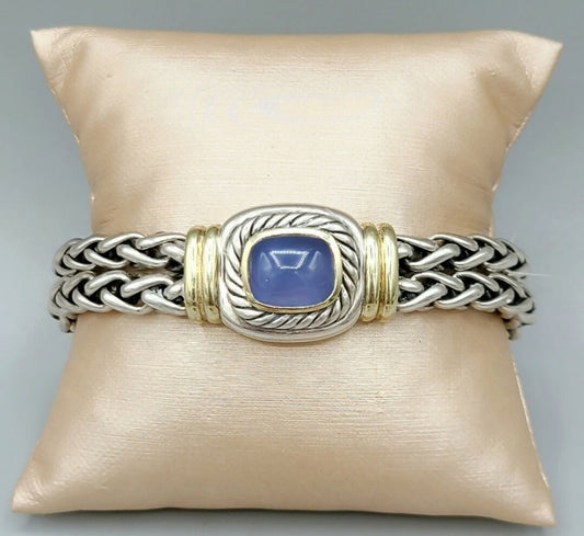    David Yurman Albion Wheat Bracelet – Chalcedony & Gold