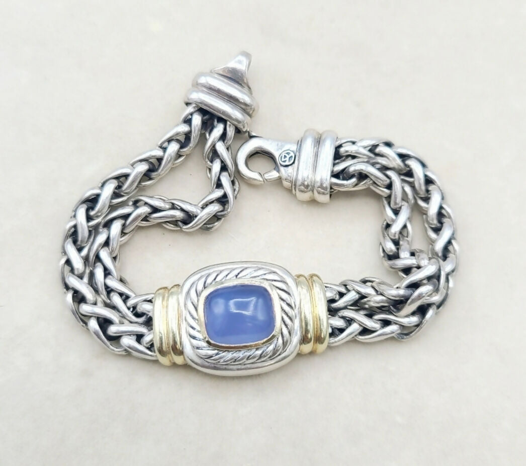    David Yurman Albion Wheat Bracelet – Chalcedony & Gold