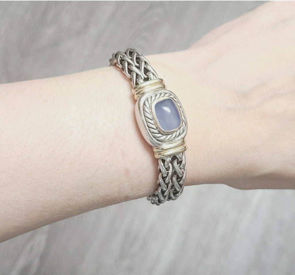    David Yurman Albion Wheat Bracelet – Chalcedony & Gold