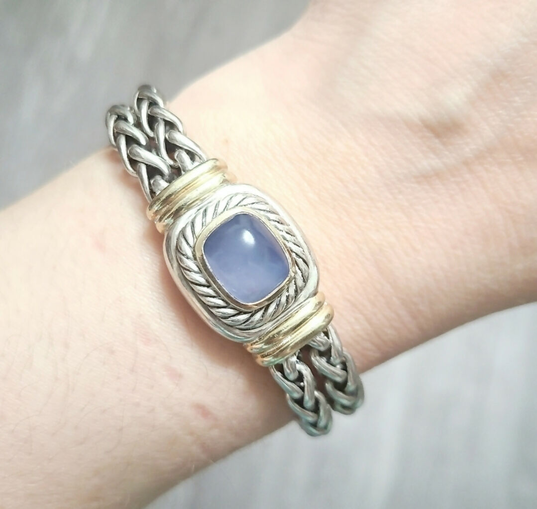    David Yurman Albion Wheat Bracelet – Chalcedony & Gold