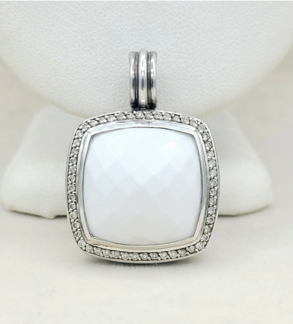    David Yurman Albion White Agate Diamond Pendant Enhancer
