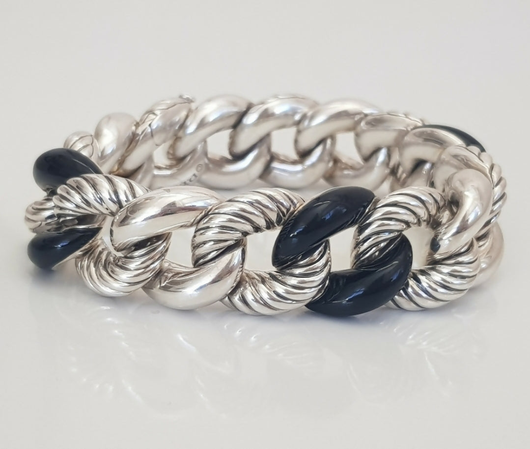   David Yurman Belmont Curb Link Bracelet – Black Onyx