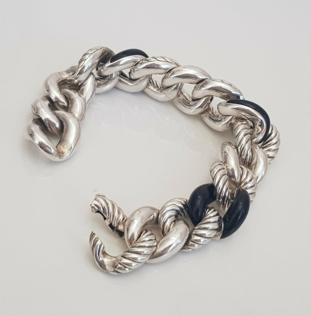    David Yurman Belmont Curb Link Bracelet – Black Onyx