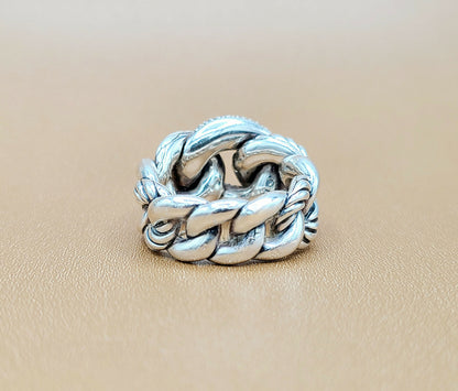    David Yurman Belmont Curb Link Ring Wide Diamond