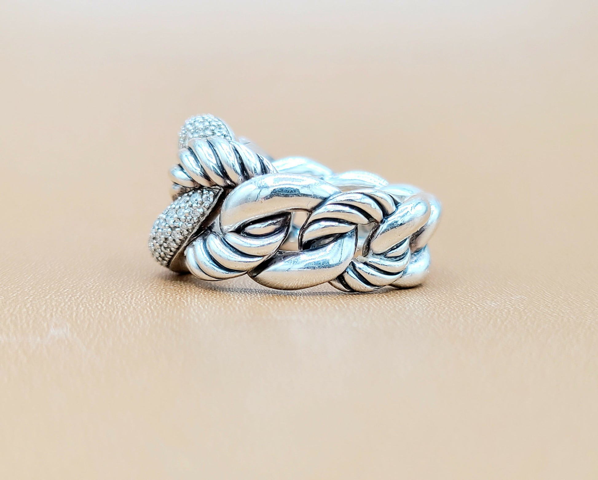    David Yurman Belmont Curb Link Ring Wide Diamond