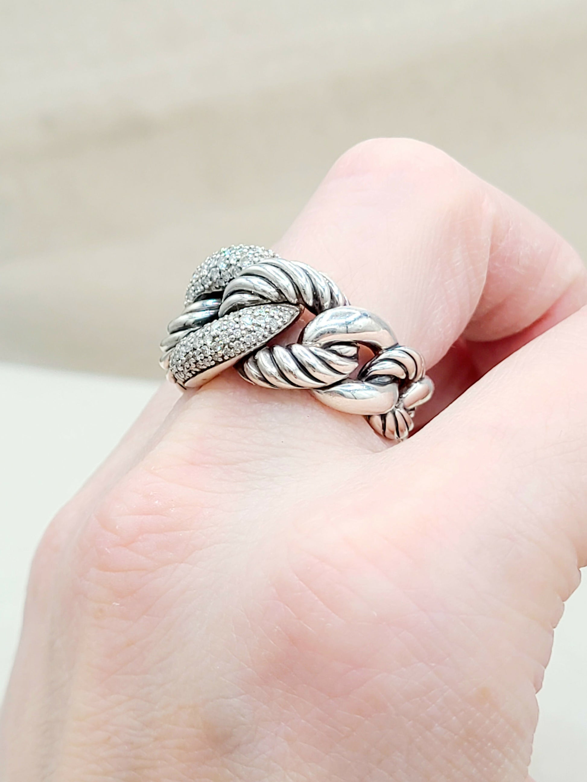   David Yurman Belmont Curb Link Ring Wide Diamond