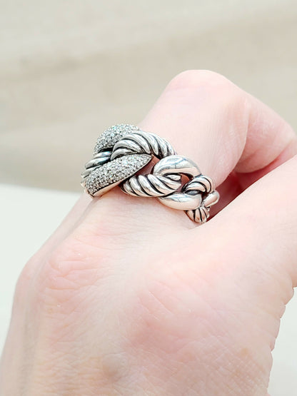    David Yurman Belmont Curb Link Ring Wide Diamond