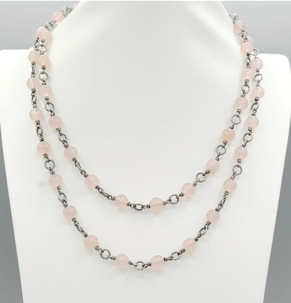    David Yurman Bijoux Necklace – Rose Quartz Cable Link