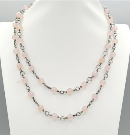    David Yurman Bijoux Necklace – Rose Quartz Cable Link