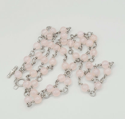    David Yurman Bijoux Necklace – Rose Quartz Cable Link