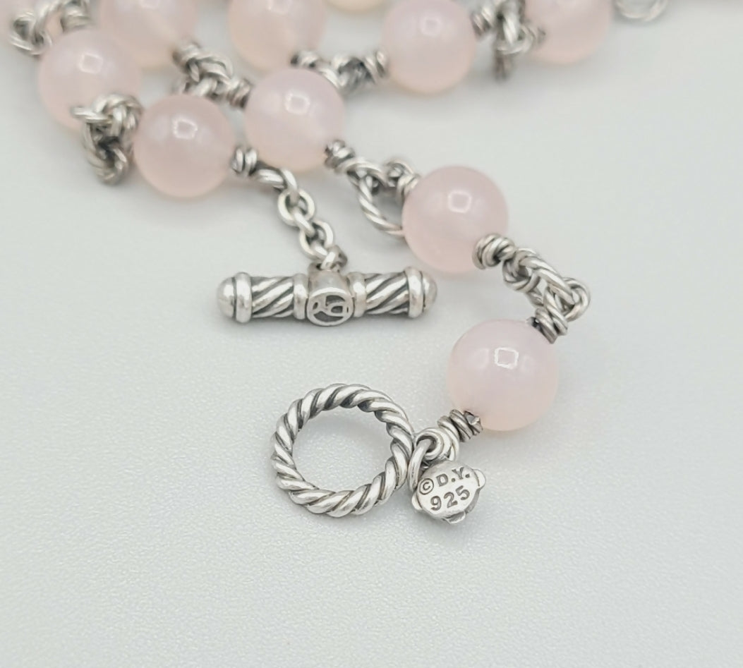    David Yurman Bijoux Necklace – Rose Quartz Cable Link
