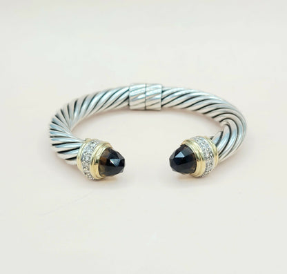    David Yurman Bracelet 10mm Smoky Quartz & Diamonds Gold