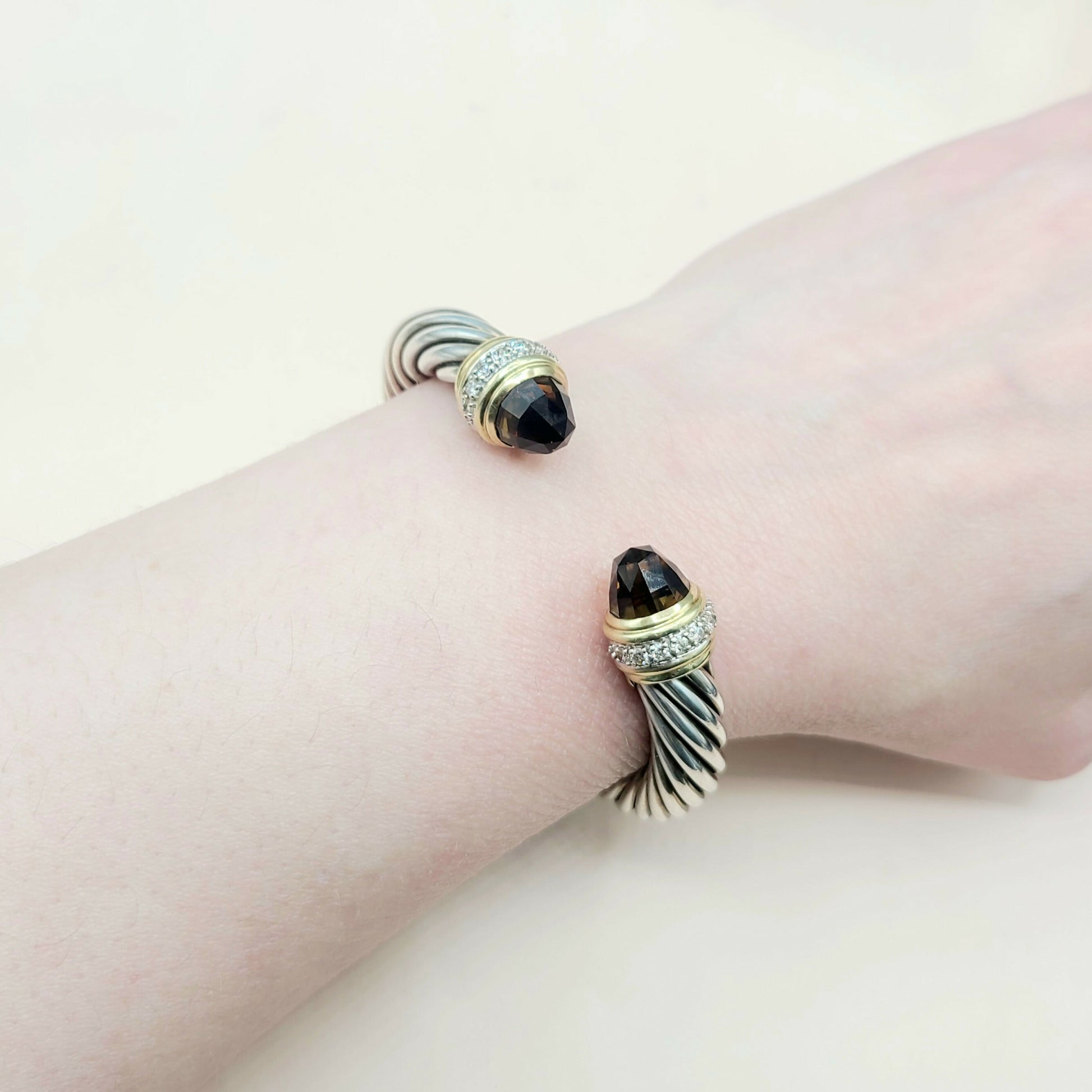    David Yurman Bracelet 10mm Smoky Quartz & Diamonds Gold