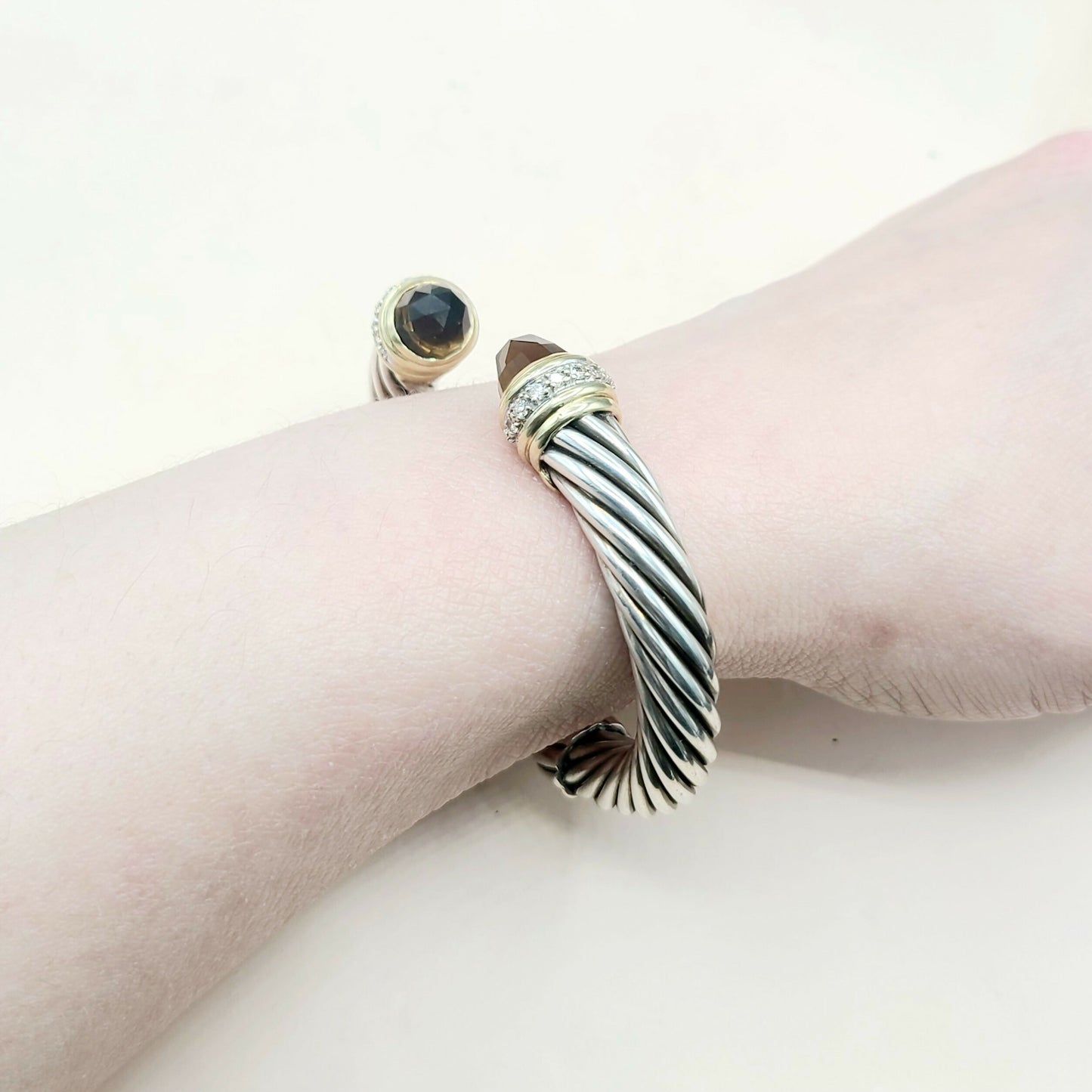    David Yurman Bracelet 10mm Smoky Quartz & Diamonds Gold