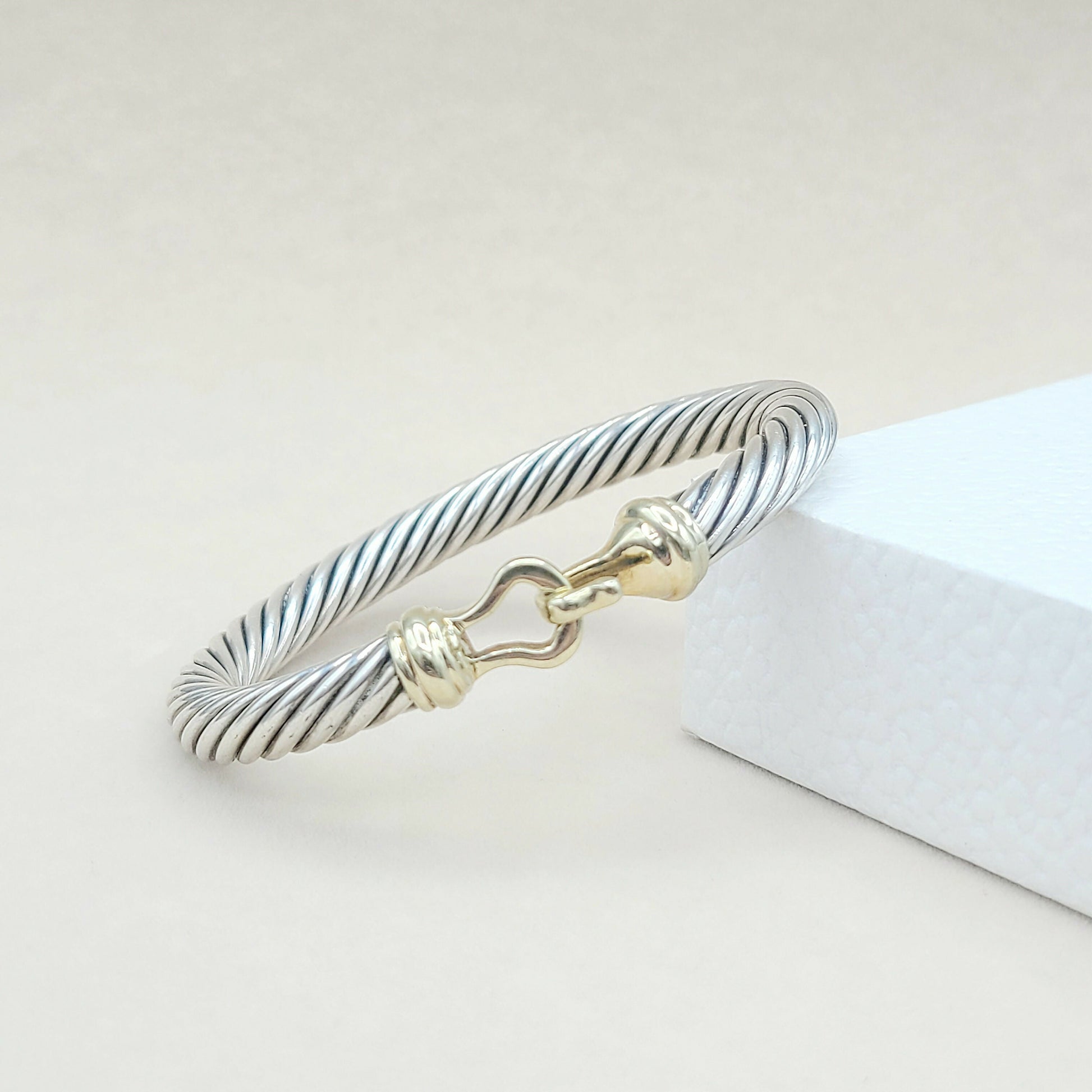    David Yurman Buckle Bracelet 7mm with 14K Gold