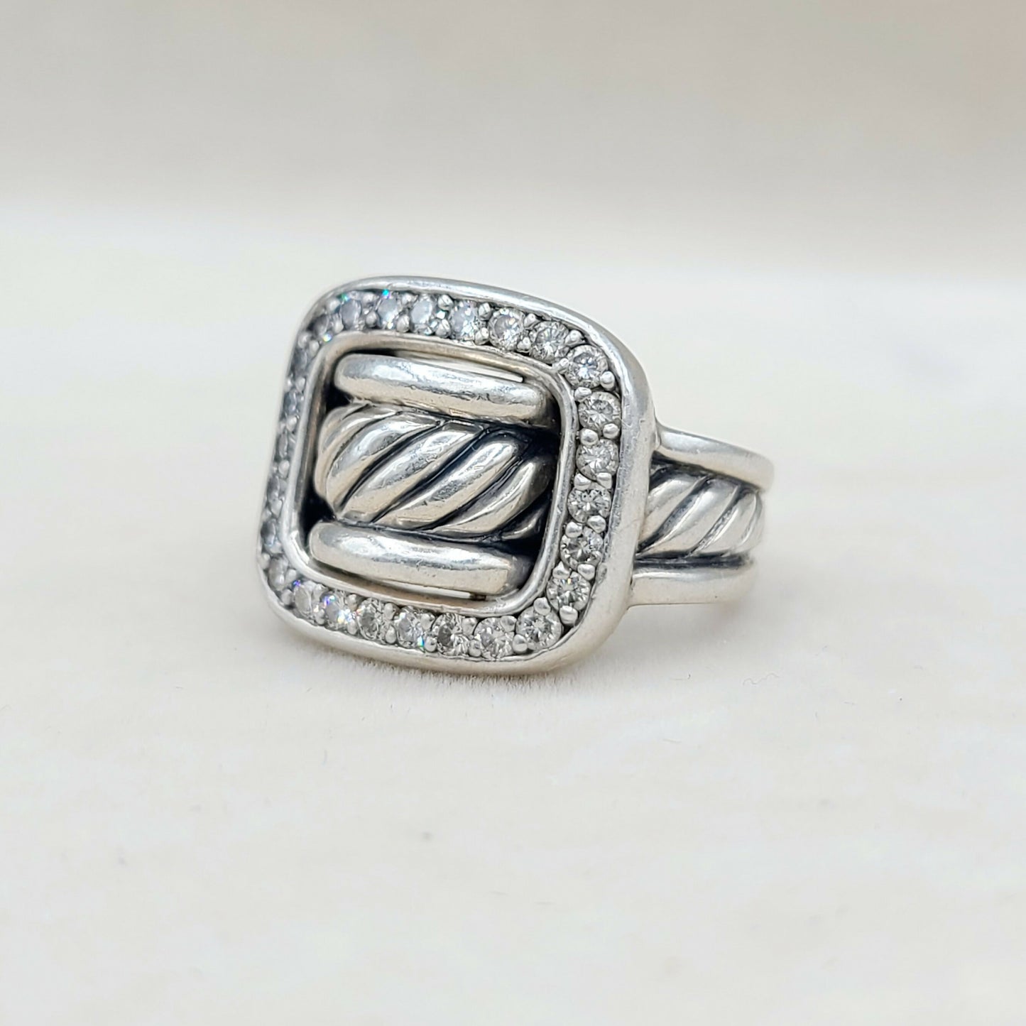    David Yurman Buckle Ring Large with Diamonds