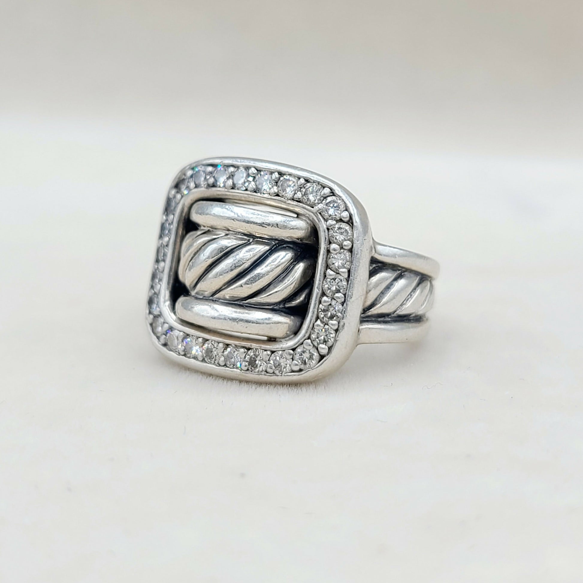    David Yurman Buckle Ring Large with Diamonds