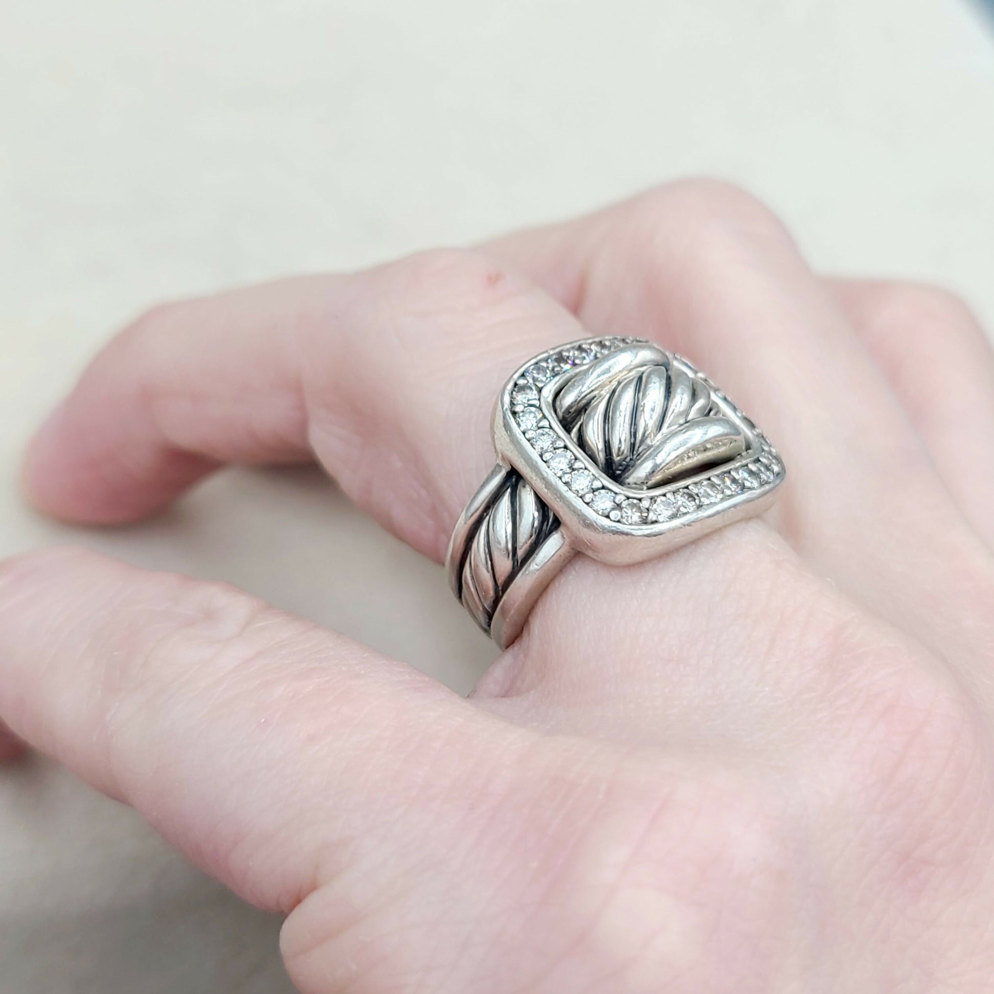    David Yurman Buckle Ring Large with Diamonds
