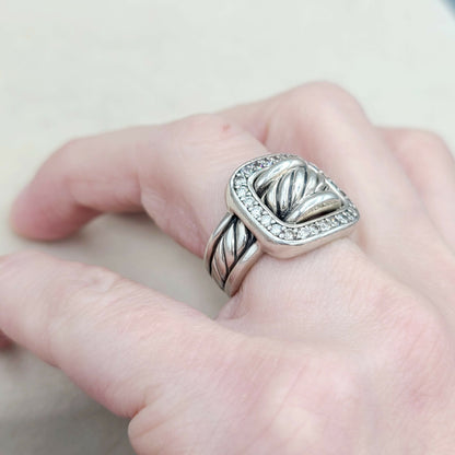    David Yurman Buckle Ring Large with Diamonds