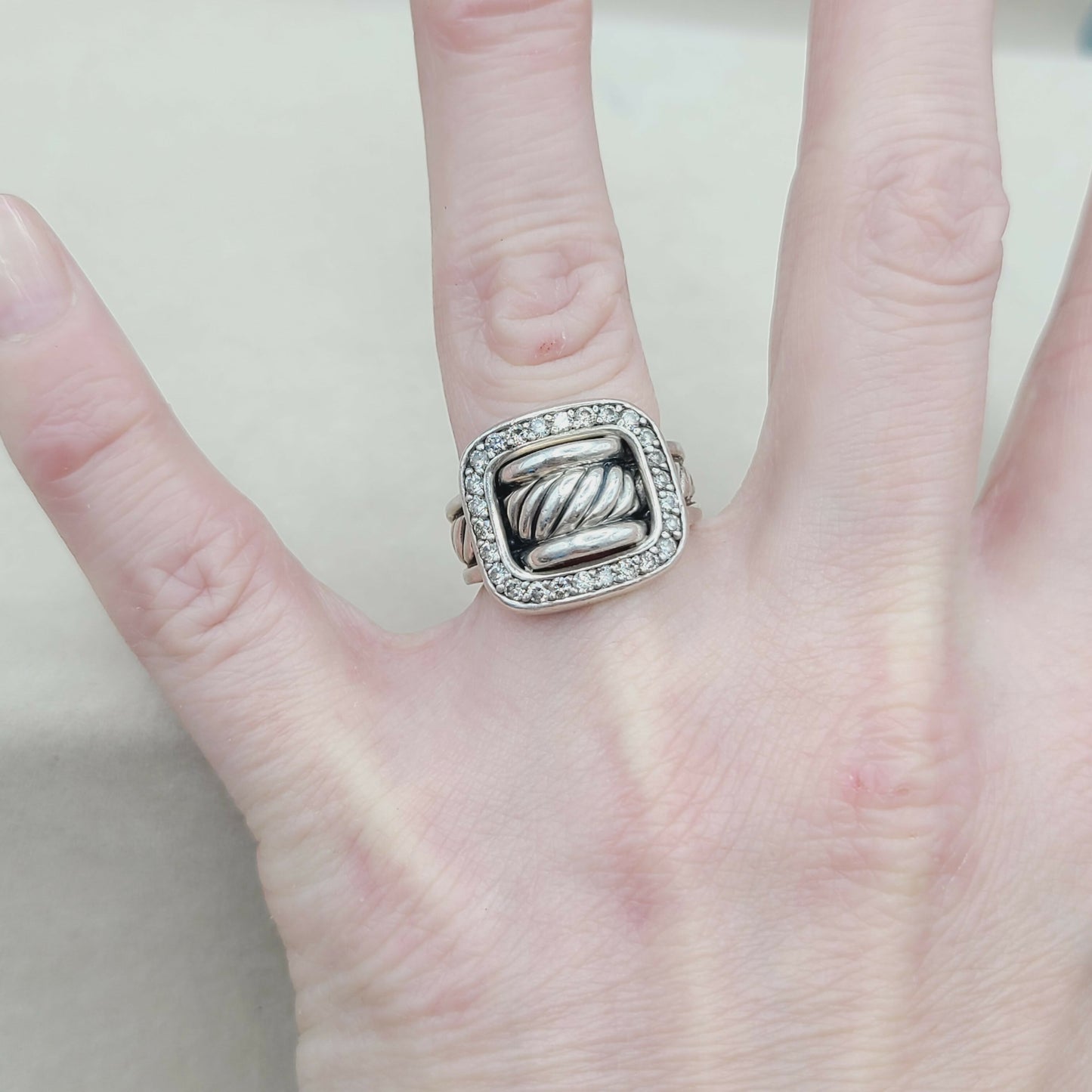    David Yurman Buckle Ring Large with Diamonds