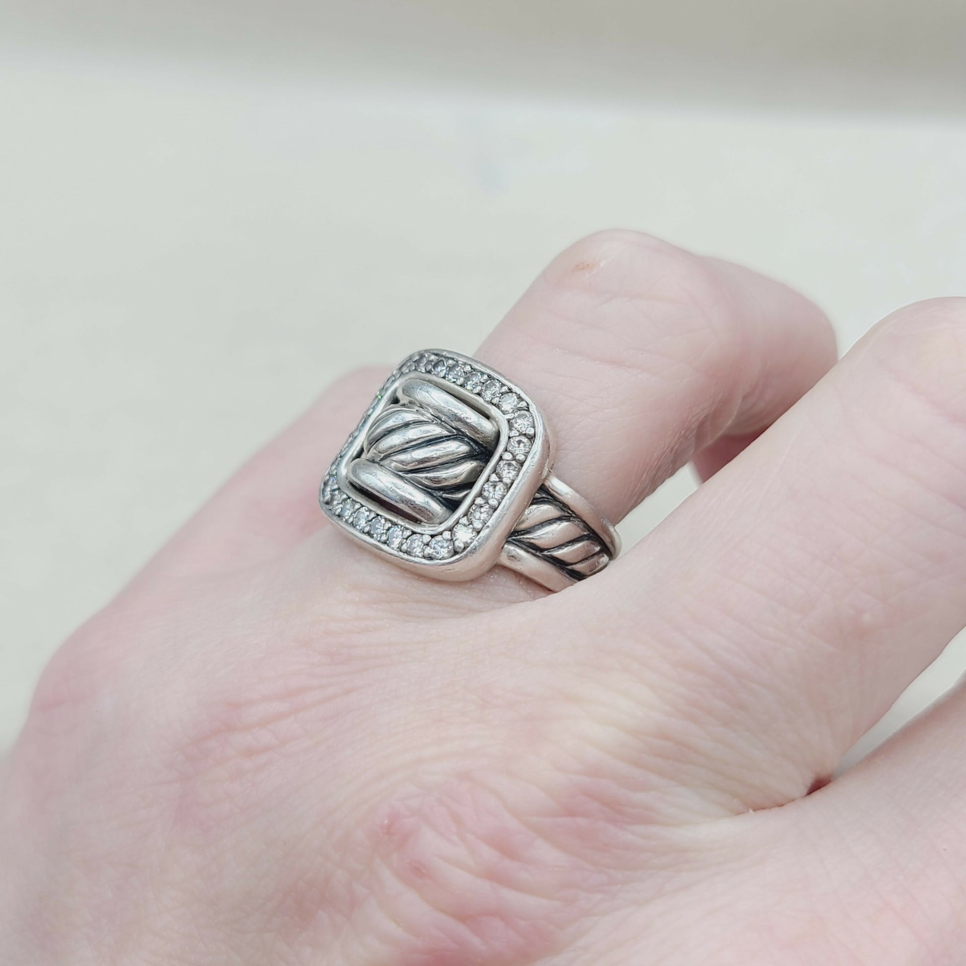    David Yurman Buckle Ring Large with Diamonds