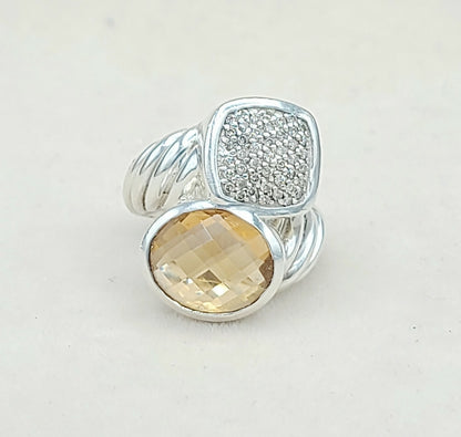    David Yurman Bypass Ring Champagne Citrine & Diamond