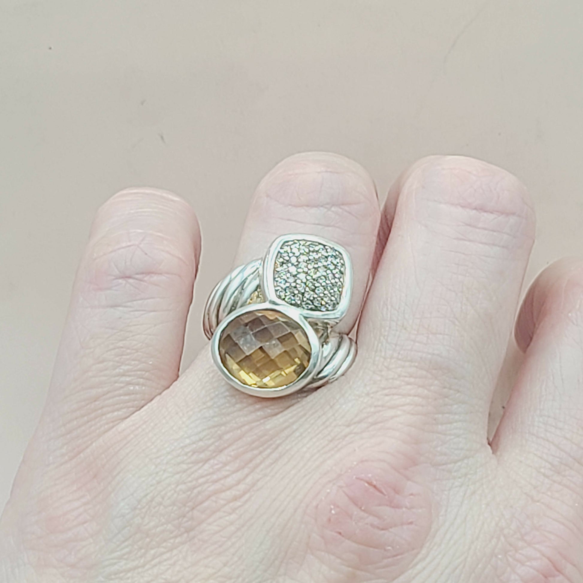    David Yurman Bypass Ring Champagne Citrine & Diamond