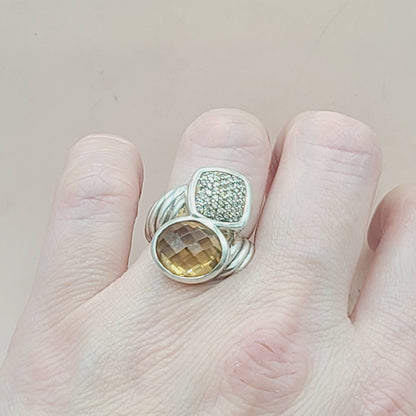    David Yurman Bypass Ring Champagne Citrine & Diamond