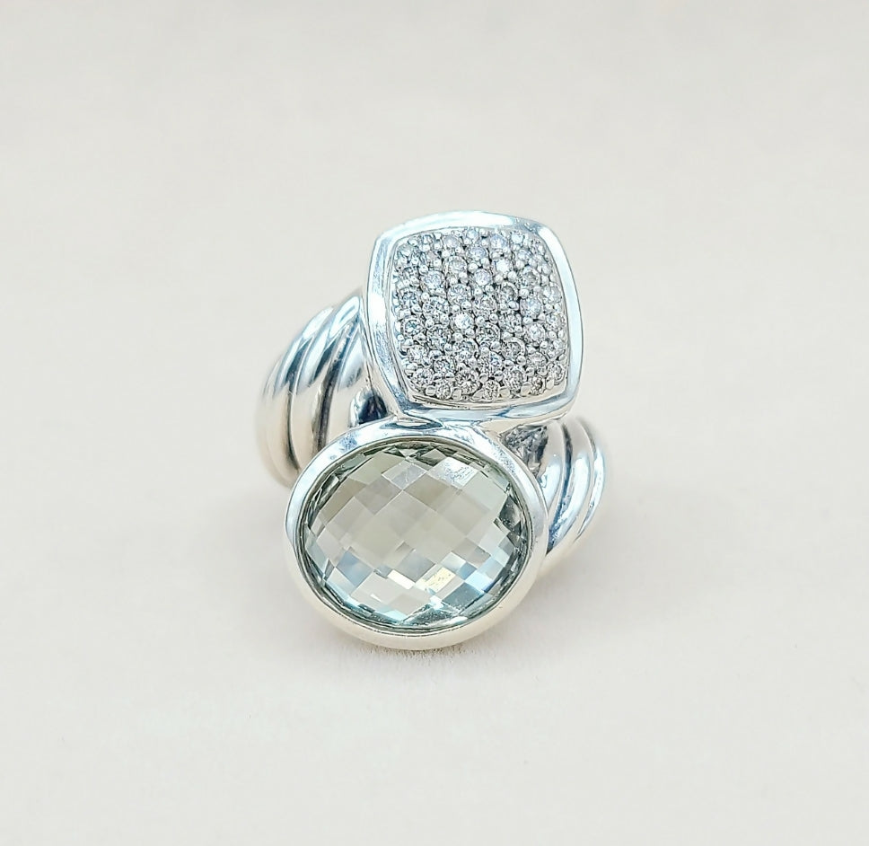    David Yurman Bypass Ring Prasiolite & Diamond