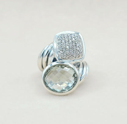    David Yurman Bypass Ring Prasiolite & Diamond