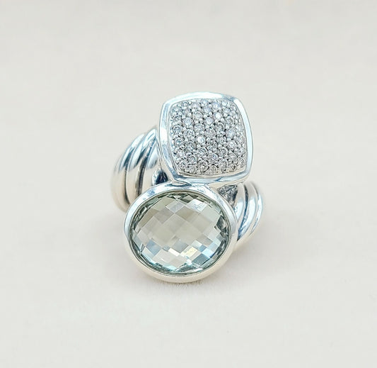    David Yurman Bypass Ring Prasiolite & Diamond