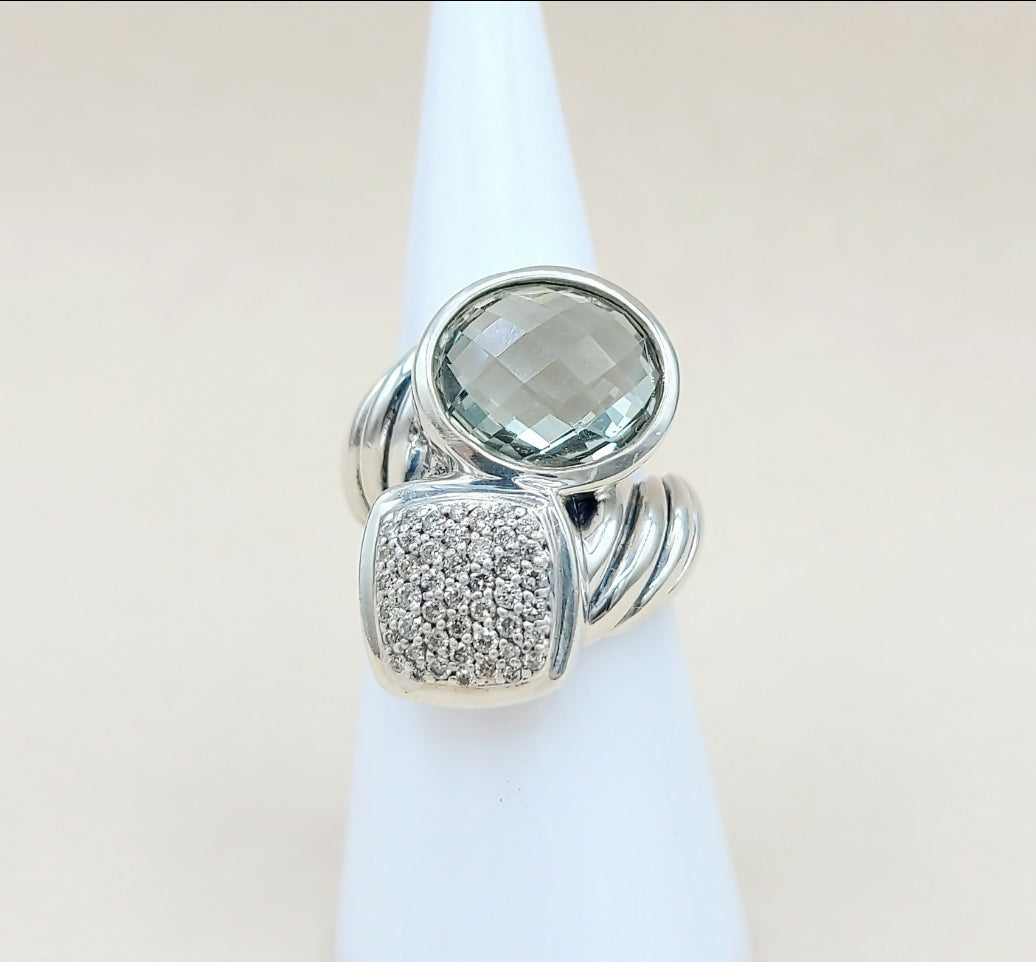    David Yurman Bypass Ring Prasiolite & Diamond
