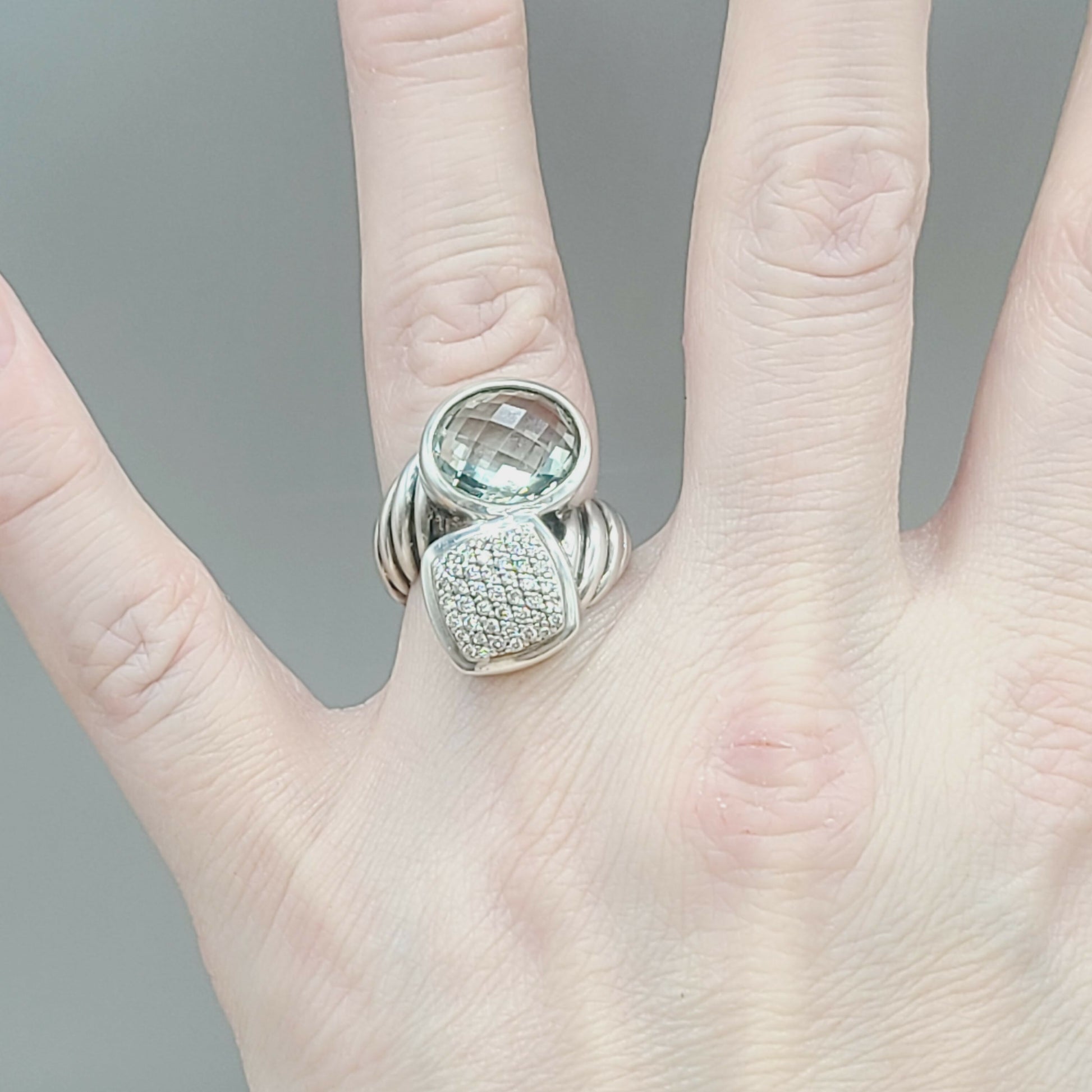    David Yurman Bypass Ring Prasiolite & Diamond