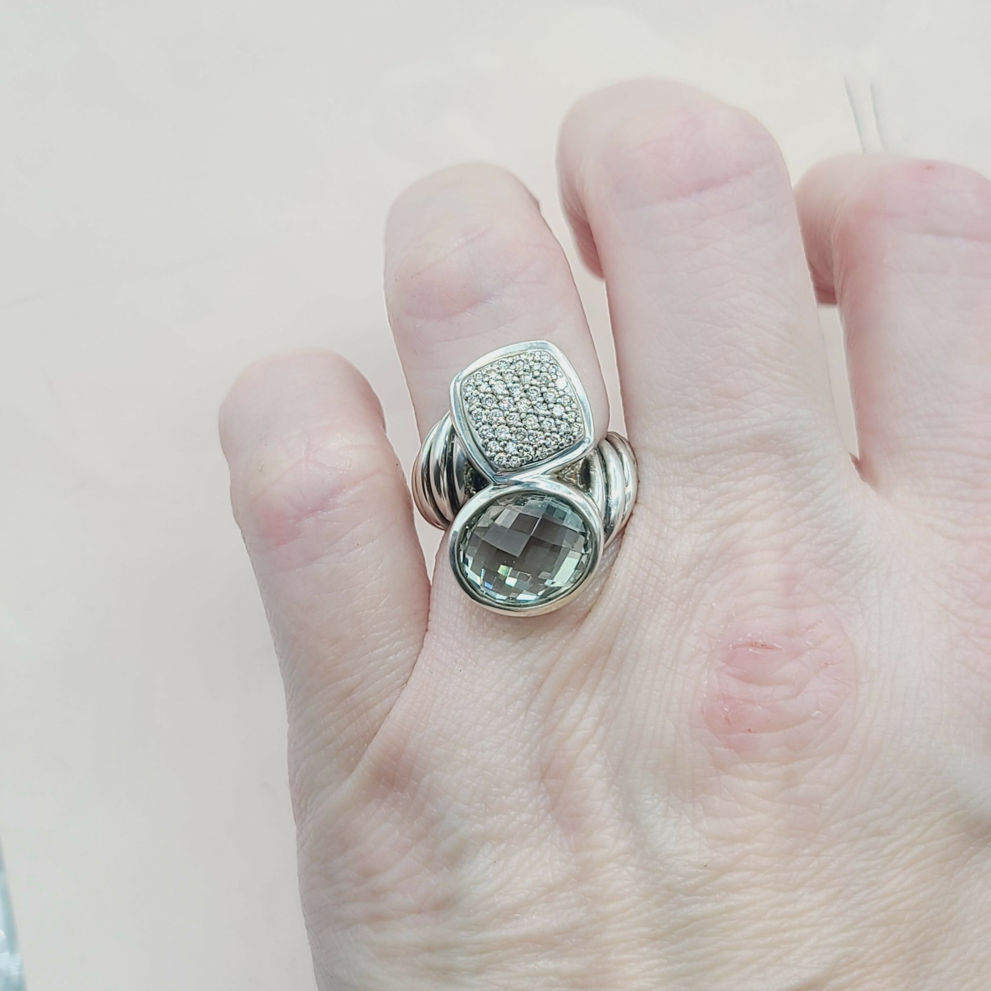    David Yurman Bypass Ring Prasiolite & Diamond