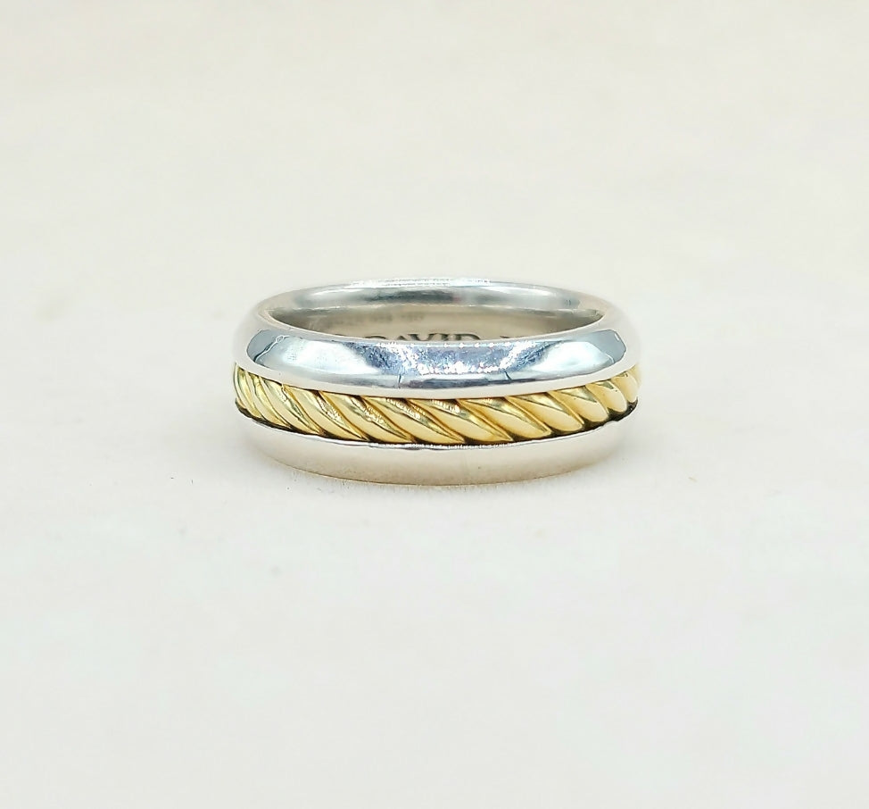    David Yurman Cable Band Ring 8mm Silver & 18K Gold