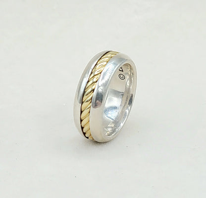    David Yurman Cable Band Ring 8mm Silver & 18K Gold