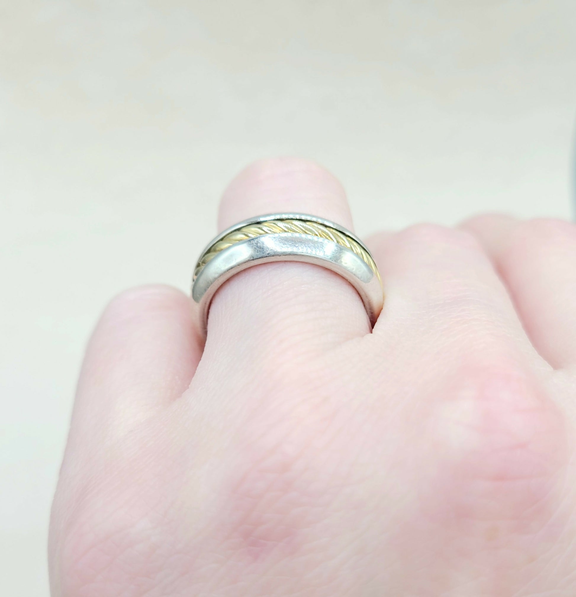    David Yurman Cable Band Ring 8mm Silver & 18K Gold